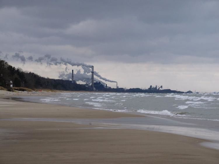 US Steel at Burns Harbor from Indiana Dunes beachshore